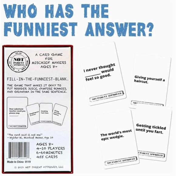 NOT PARENT APPROVED A Fun Card Game For Kids 8-12 and Expansion Pack - Picture 5 of 5